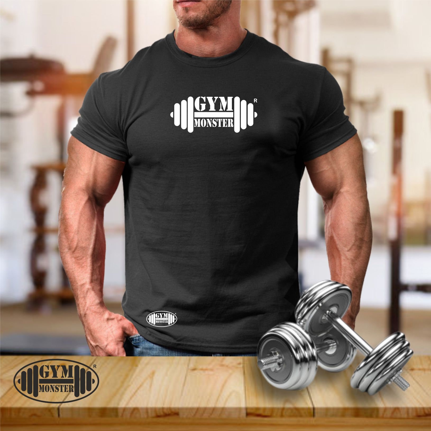 Gym Monster T Shirt Kleidung Bodybuilding Gewicht Training Übung Kick Boxen Mma Army Hanteln Herren T-Shirt von TheGymMonsterTGM