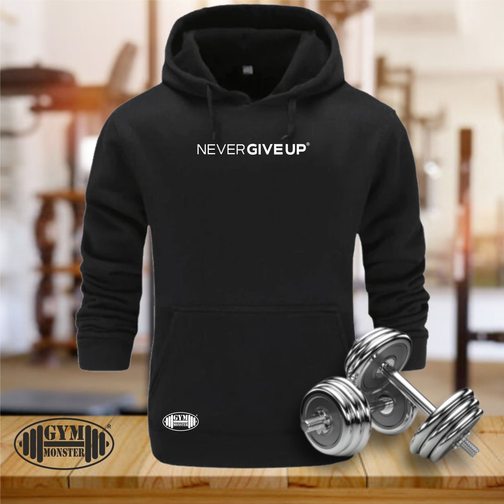 Never Give Up Hoodie Gym Kleidung Bodybuilding Training Fitness Gewichtheben Boxen Kampfsport Karate Mma Herren Top von TheGymMonsterTGM