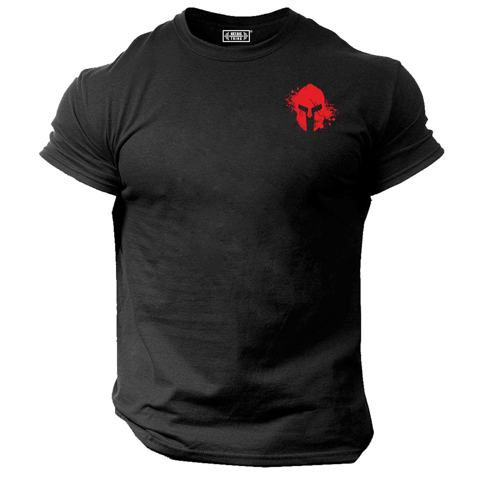 Spartan Bluthelm T Shirt Pocket Gym Kleidung Bodybuilding Training Übung Kick Boxen Martial Mma Krieger Schild Herren T-Shirt von TheGymMonsterTGM