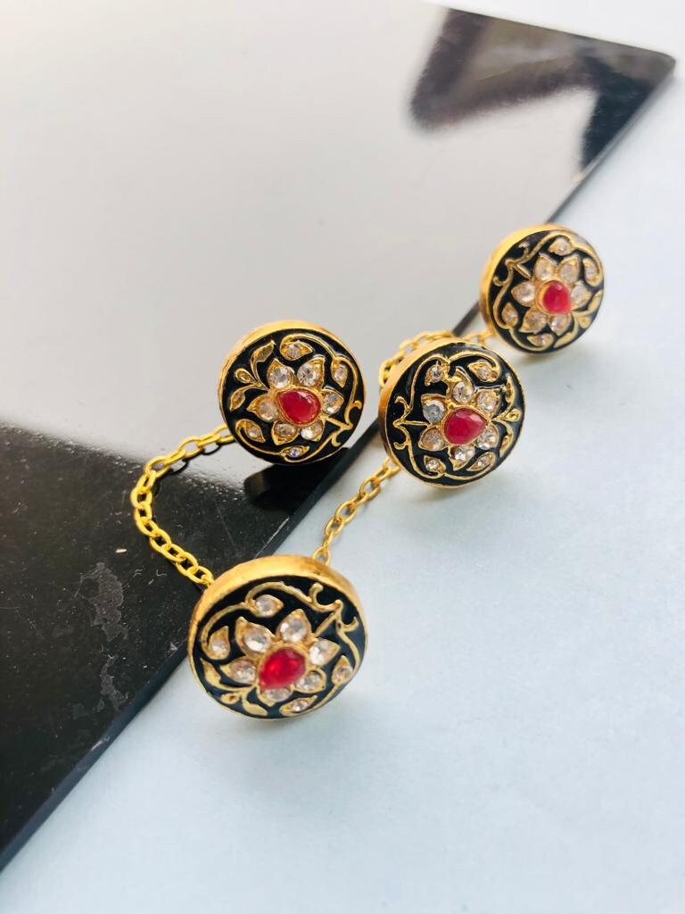 Emaille Knopf - Kurta Design Handmade Work Button Jackenknopf Kettenknopf Goldknopf Diamantknopf von TheHandcraftedThings