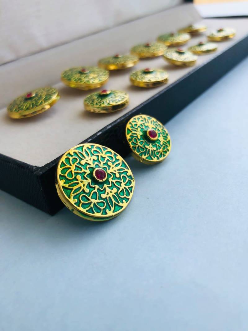 Sherwani Button-Achkan Buttons-Mantel Designer Button-Jacke Knopf-Downhole Button-Polki Kundan Button-Handmade Button Set 13 von TheHandcraftedThings
