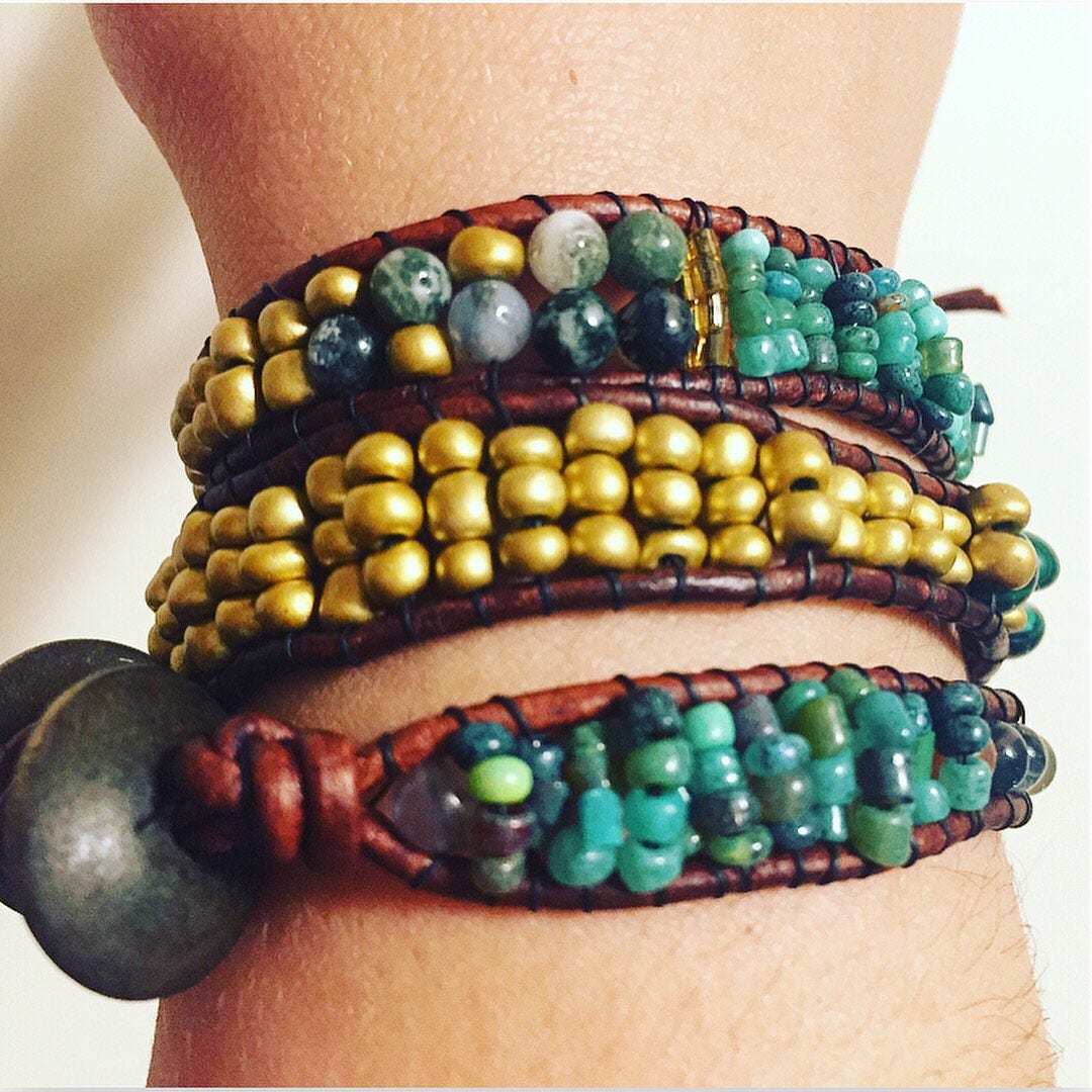 Leder Wickelarmband Mit Perlen Leder Wickelarmband Mit Perlen von TheHappyBeachcomber
