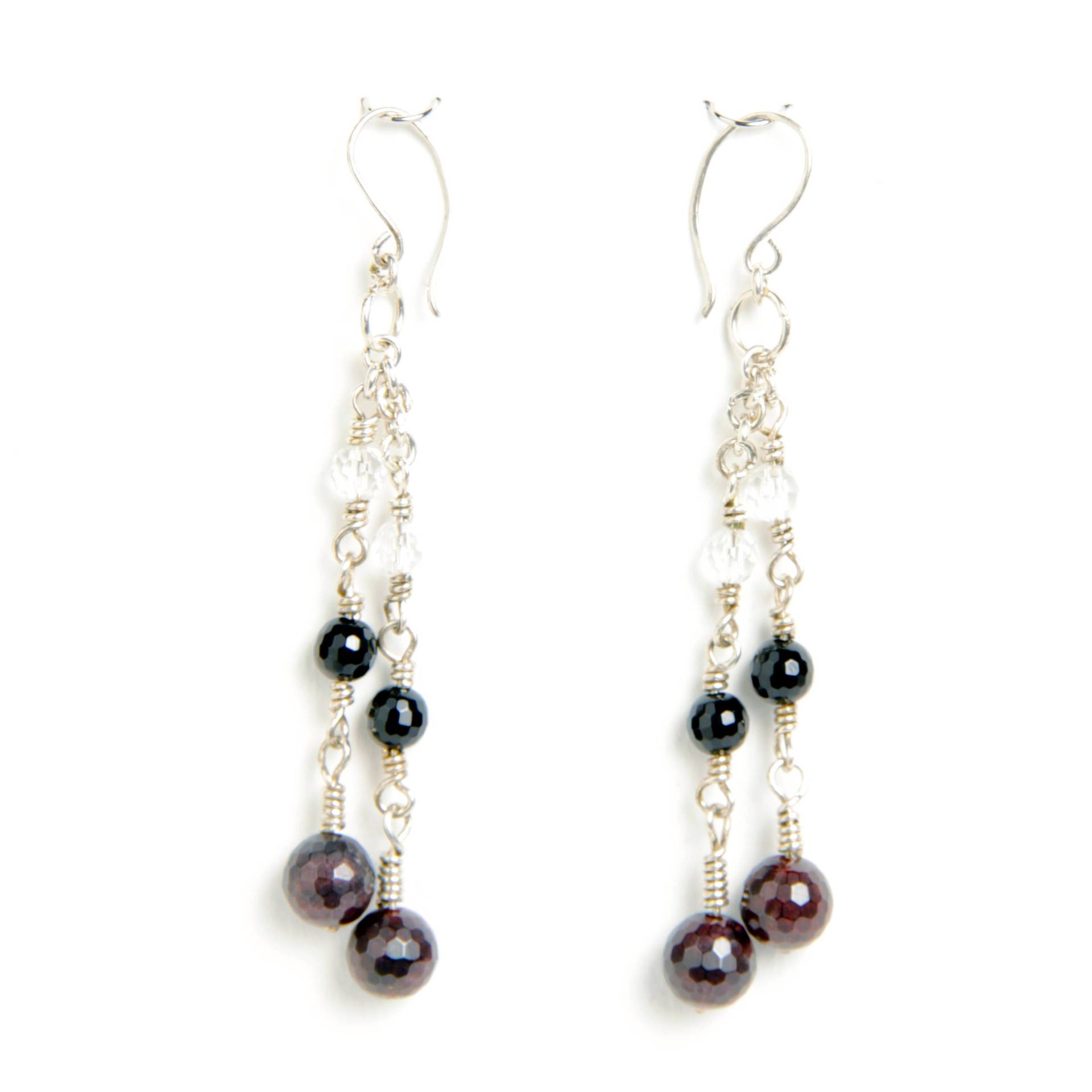 Granat, Onyx Und Rosenquarz Ohrringe Granat, Onyx Und Rosenquarz Ohrringe von TheHappyDragonStudio