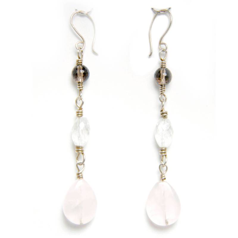 Rosenquarz Und, Rauchquarz, Quarzohrringe von TheHappyDragonStudio