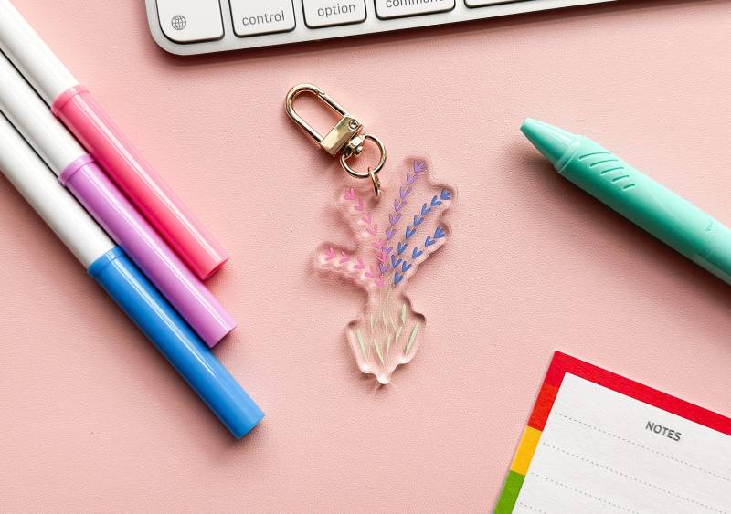 Bi Pride Floral Acryl Schlüsselanhänger Dezenter Bisexuell Anhänger von TheHarpyOtterCo