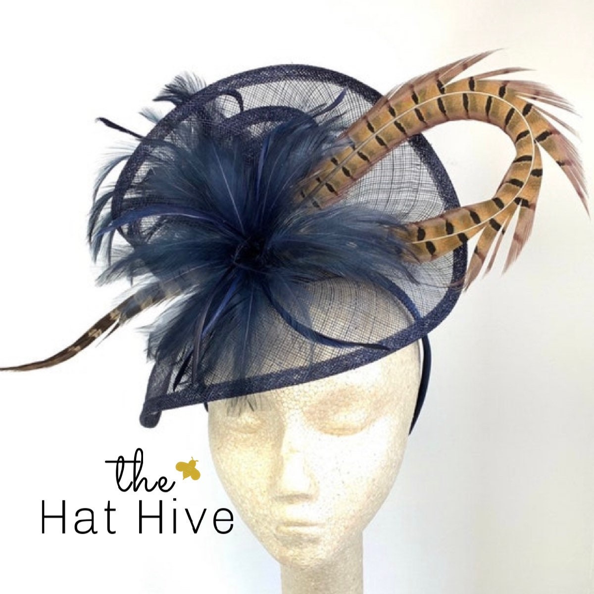 Marine Blau Fascinator Kentucky Derby Hut Mit Fasan Feder Damen Teeparty Oder Hochzeitshut Formelle von TheHatHive