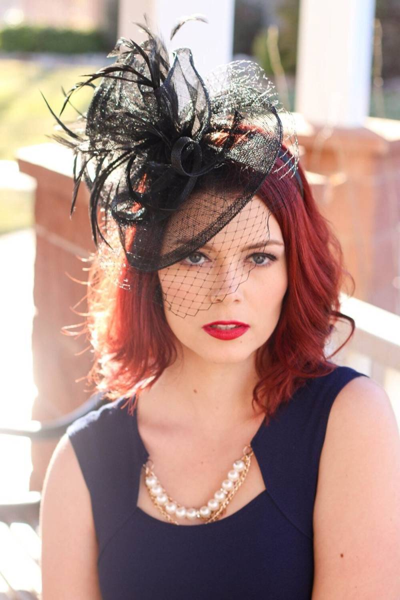 Schwarzer Fascinator Schleier Hut Für Frauen Formeller Schwarzer Kentucky Derby Rennen Cocktail Kopfschmuck Formelle Veranstaltung Stirnband von TheHatHive