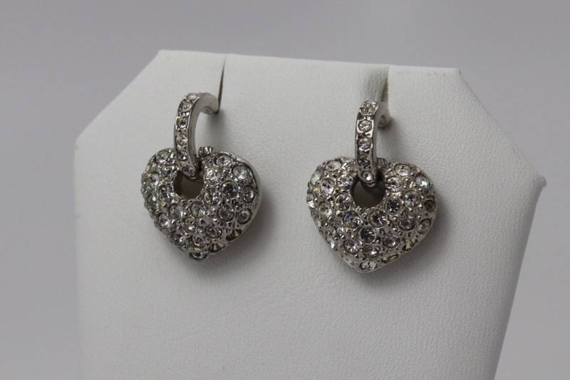 Retro Herz Strass Ohrringe, 2 in 1 Silberfarben, April Geburtsstein/ Nachlass Schmuck/ Brautschmuck, Abiball von TheHavenFinds