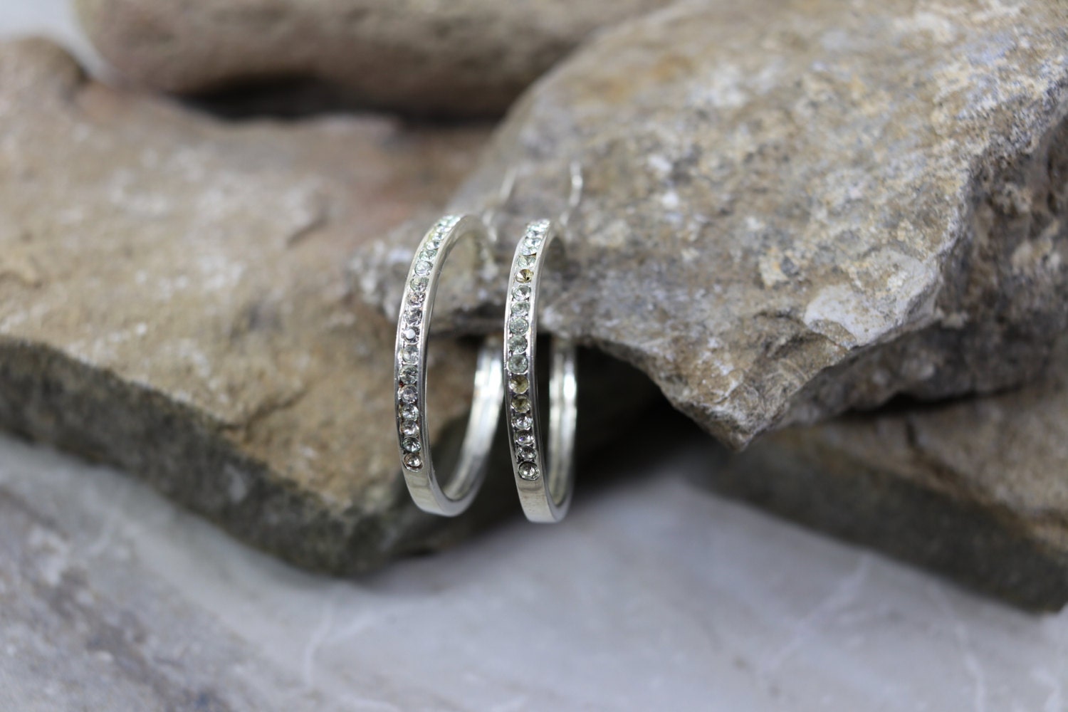 Retro Sterling Silber Strass Ohrringe, Creolen, April Geburtsstein/ Nachlass Schmuck/ Brautschmuck, Abschlussball Schmuck von TheHavenFinds