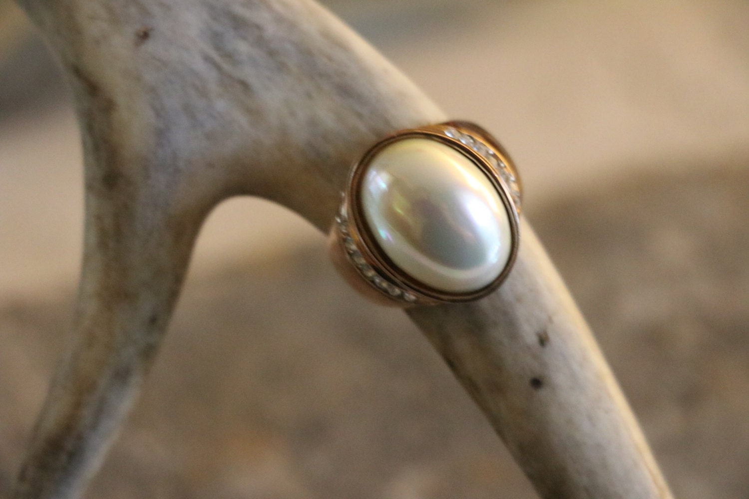 Vintage Faux Pearl Und Cz Ring, Rosegold Ton Größe 8 Nachlass Schmuck, Braut Schmuck, Prom Geschenke Für Sie, Mama von TheHavenFinds