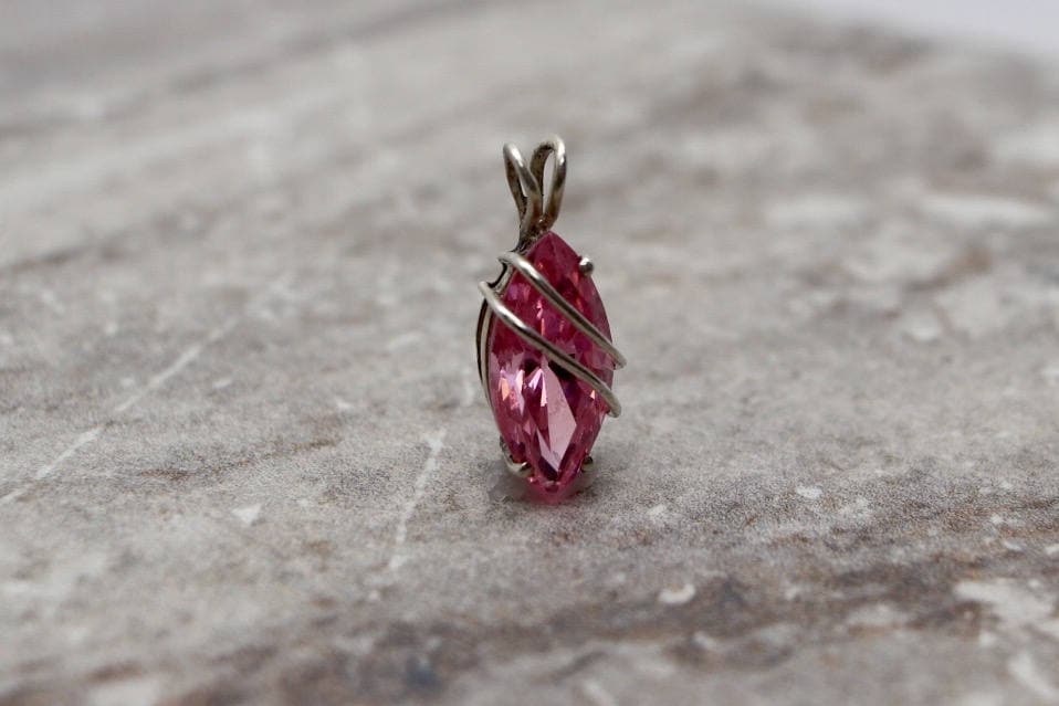 Vintage Pink Ice | Zirkonia Anhänger, Sterling Silber Cz Marquise Nachlass Schmuck, Geschenke Für Mama von TheHavenFinds