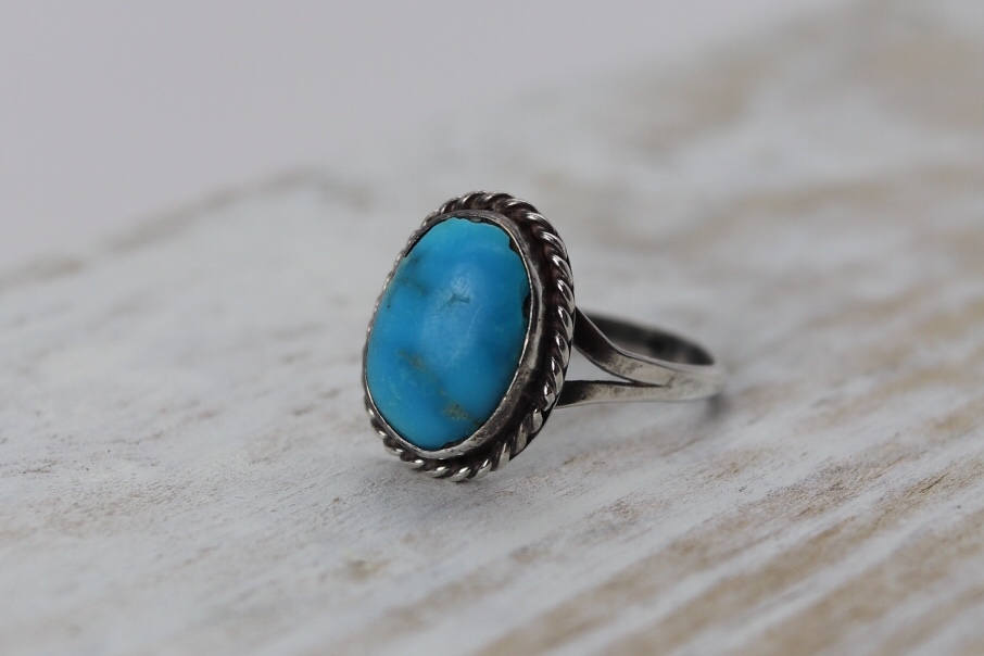 Vintage Sterling Blue Howlith Ring, Größe 7, Türkisfarbener Nachlass Silber Südwesten Geschenke Für Sie von TheHavenFinds