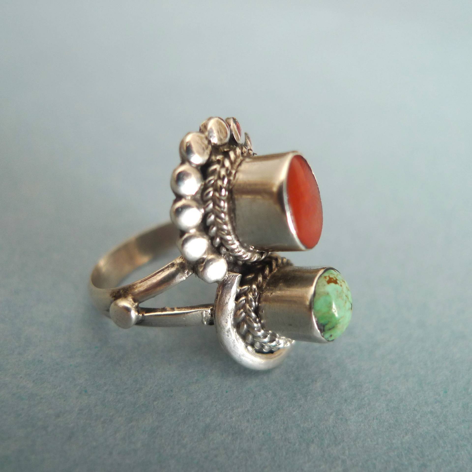 Achat Und Türkis Ring Aus Indien | Silberring Achat Und Türkis Ring Aus Indien | Silberring von TheHiddenAlley