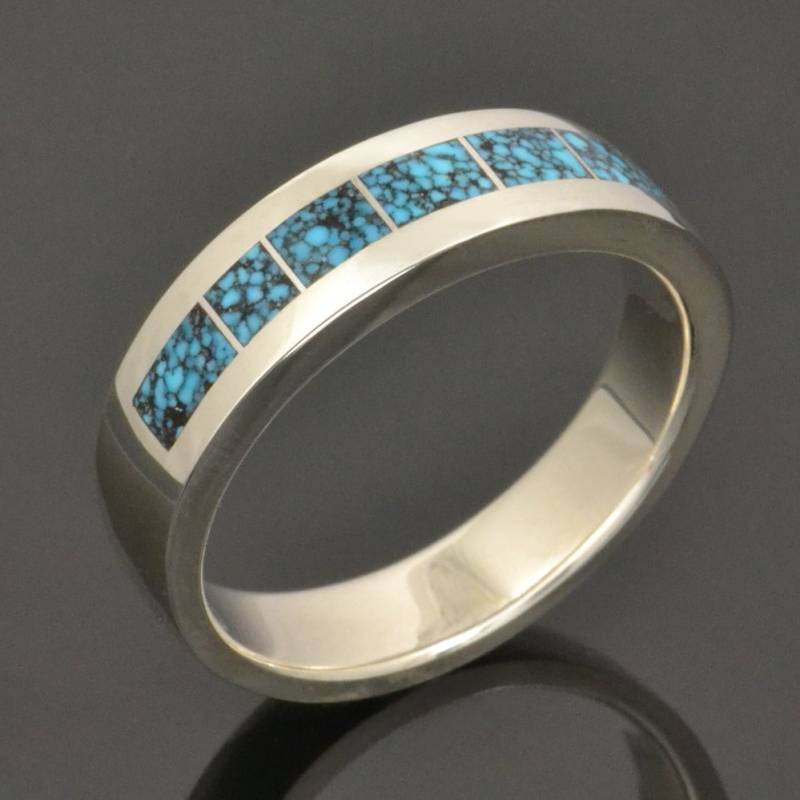 Kingman Spinnennetz Türkis Ring Oder Ehering Aus Sterling Silber Von Hileman Silver Jewelry von TheHilemanCollection