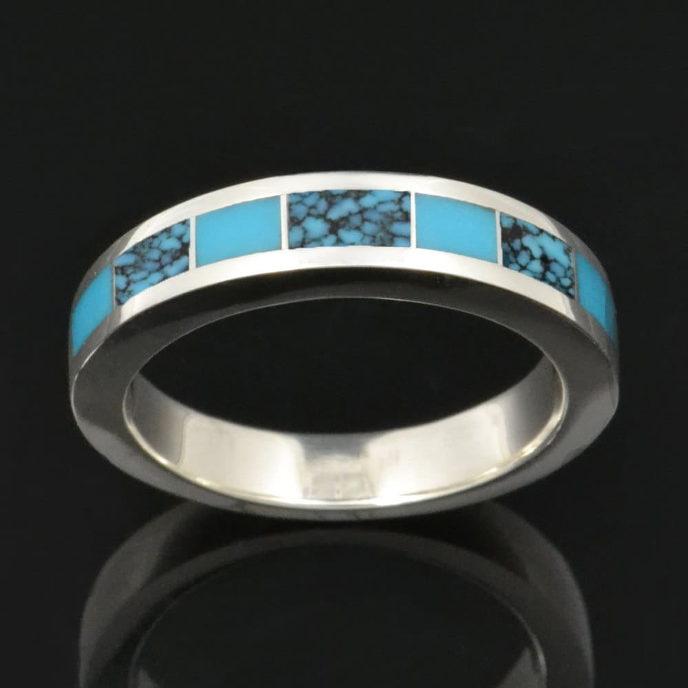 Türkis Ehering in Sterling Silber, Ehering, Ring Mit Spiderweb Von Hileman Türkis Ehering in Sterling Silber, Ehering, Ring Mit Spiderweb Von Hileman von TheHilemanCollection