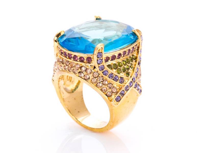 Immobilien Joan Boyce Saphir Glas Und Strass Statement Ring-Größe 6, 5 von TheHillbillyHipster