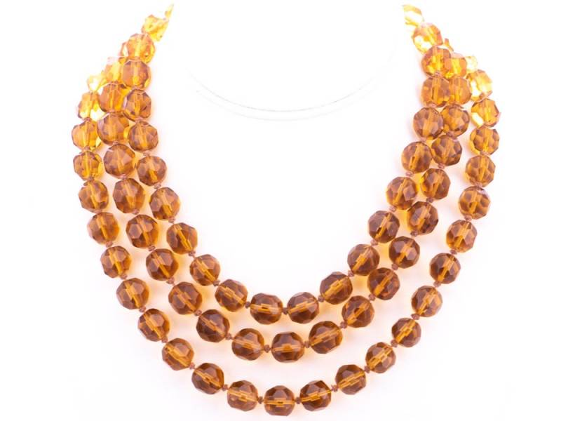 Jahrgang Facettierten Bernsteinglas Perlenkette Endlosen Strang von TheHillbillyHipster
