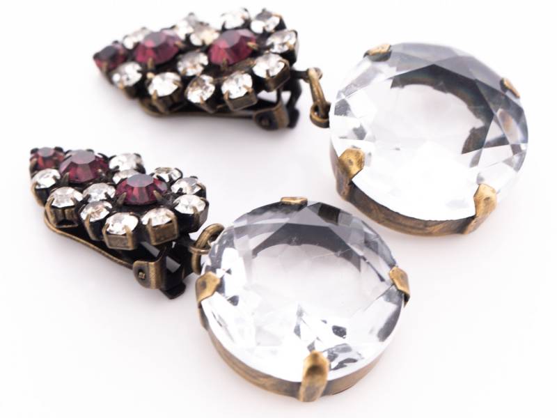 Jahrgang Jennifer Maxwell Amethyst Kristall Strass Ohrclips Statement von TheHillbillyHipster
