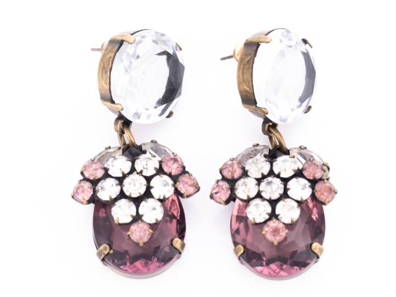 Jahrgang Jennifer Maxwell Amethyst Kristall Strass Ohrclips Statement von TheHillbillyHipster