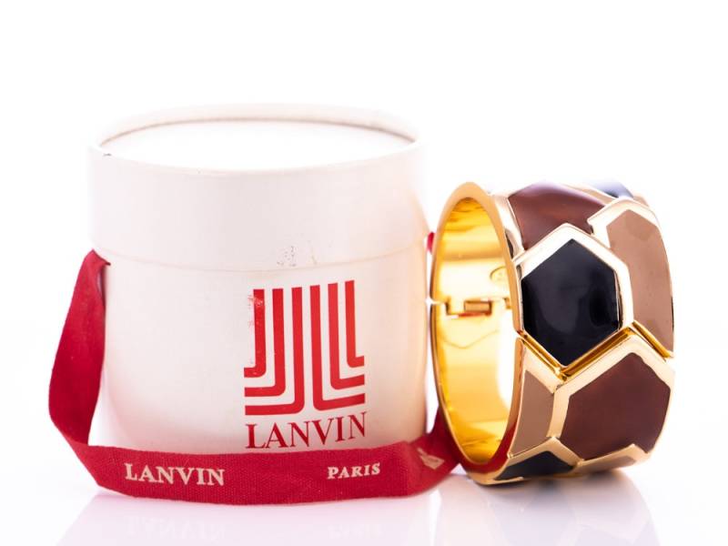 Jahrgang Lanvin Modernist Emaille Scharnier Armreif Jahrgang Lanvin Modernist Emaille Scharnier Armreif von TheHillbillyHipster
