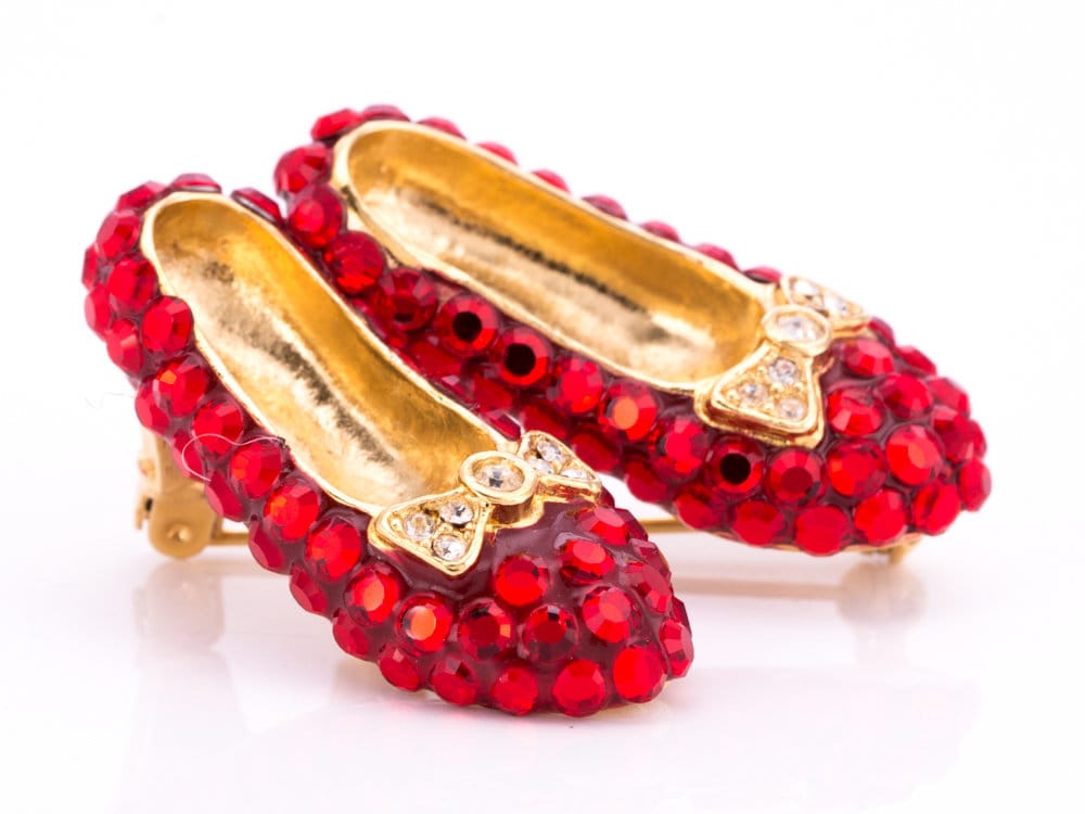 Jahrgang Suzanne Bjontegard Ruby Hausschuhe Strass-Brosche Jahrgang Suzanne Bjontegard Ruby Hausschuhe Strass-Brosche von TheHillbillyHipster