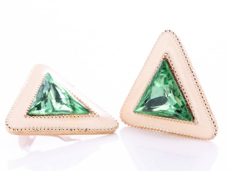 Vintage 1970Er Kenneth Jay Lane Emaille Und Smaragd Strass Statement Ohrclips von TheHillbillyHipster