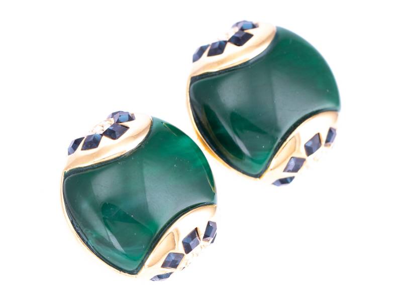 Vintage Art Deco 89 Vergoldete Faux Jade Strass Ohrclips Vintage Art Deco 89 Vergoldete Faux Jade Strass Ohrclips von TheHillbillyHipster