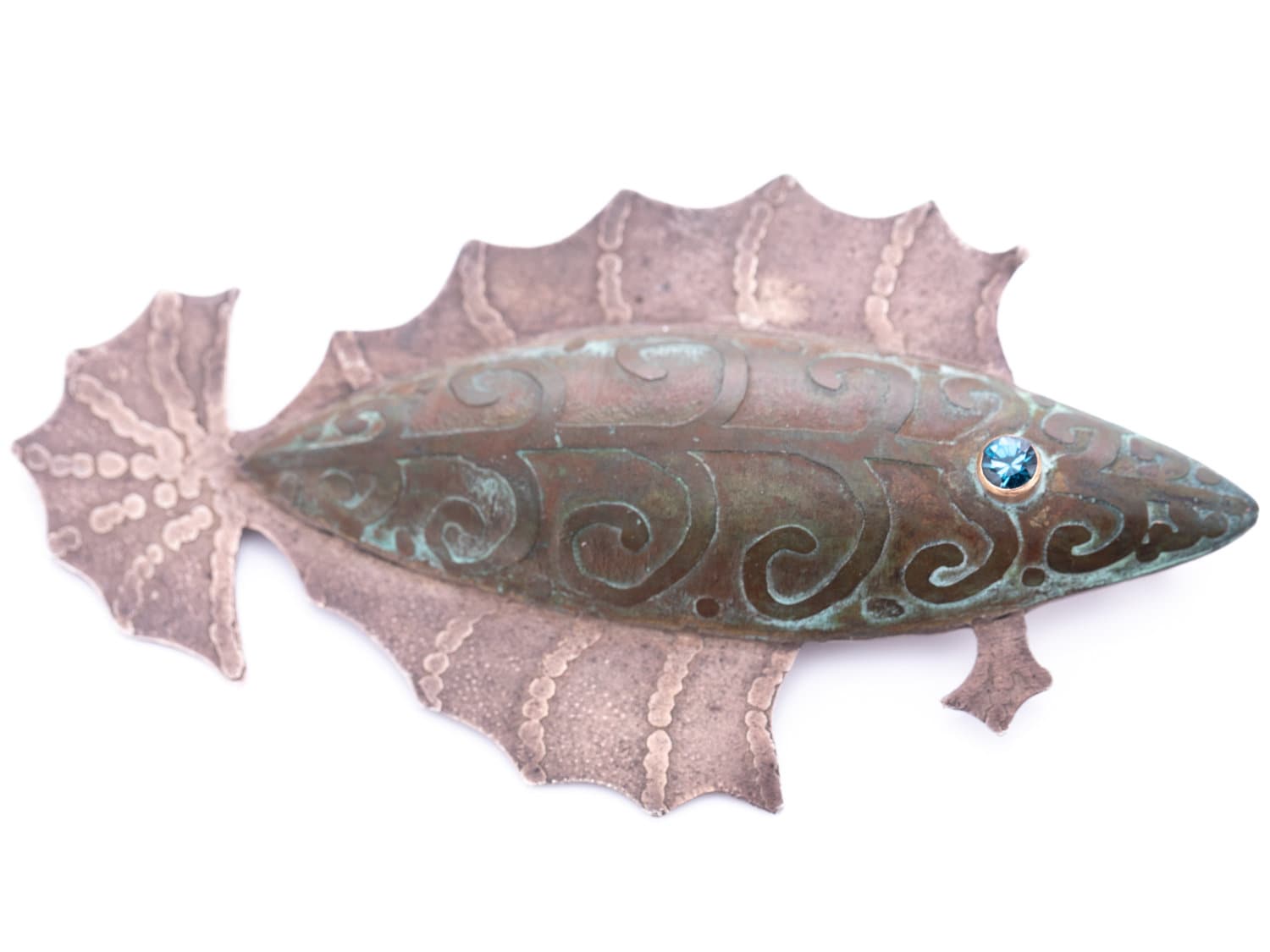 Vintage Charles Und Tami Kegley Sterling Fisch Brosche Blauer Topas, 14K Gold Akzent Vintage Charles Und Tami Kegley Sterling Fisch Brosche Blauer Topas, 14K Gold Akzent von TheHillbillyHipster