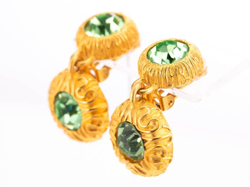 Vintage Mish Tworkowski Vergoldete Peridot Strass Statement Ohrclips Vintage Mish Tworkowski Vergoldete Peridot Strass Statement Ohrclips von TheHillbillyHipster