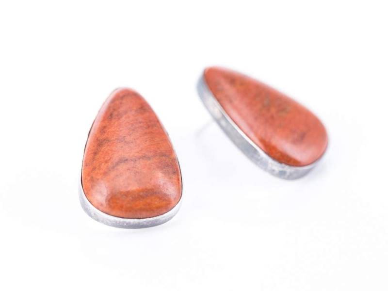 Vintage Sterling Silber Wüstenrose Handel Orange Jaspis Ohrringe von TheHillbillyHipster