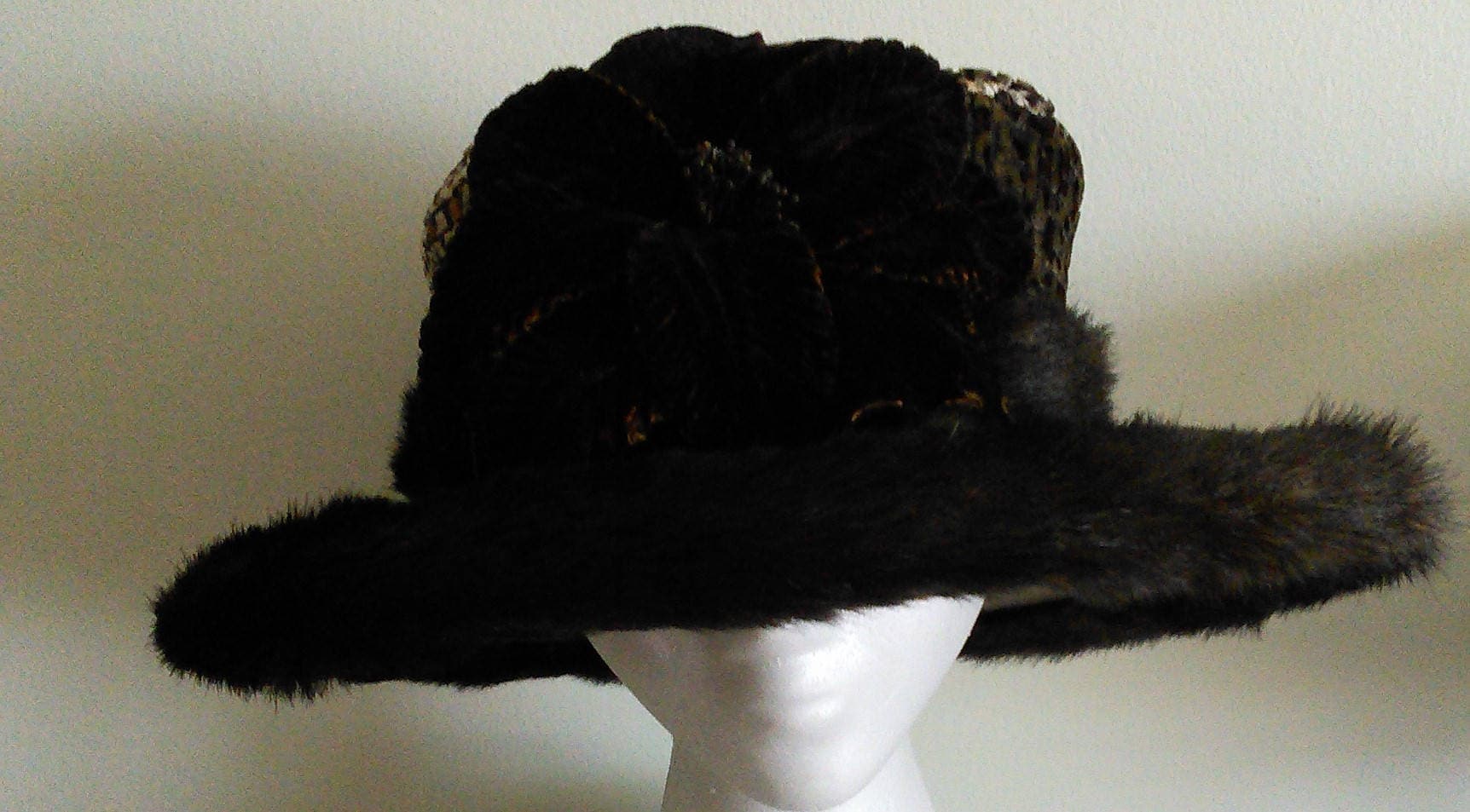 Brauner Wollfilz Breit Krempe Mütze, Animal Print Fell, Samt Blume, Fedora Hut, Kentucky Derby Hut, Tea Party Hut, Church Hat, Royal Ascot Hut von TheHipBoutique