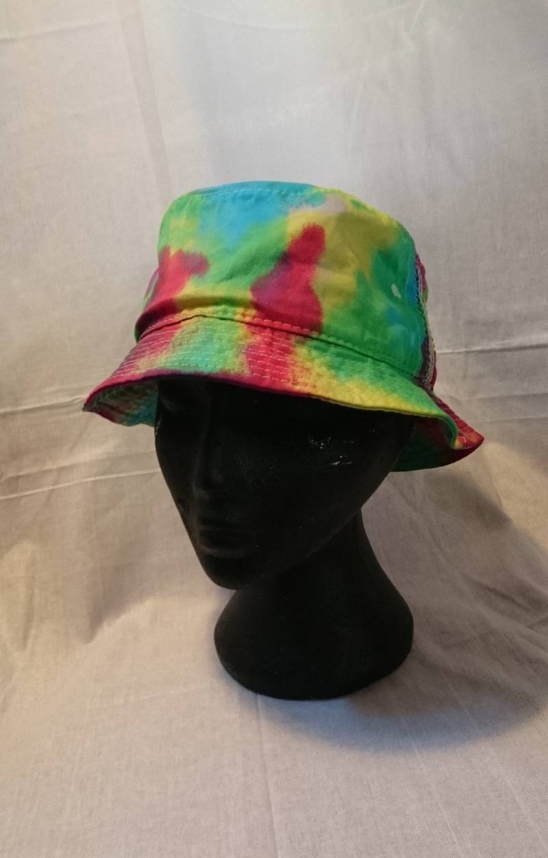 Handgemachter Tie Dye Eimer Rave Hut Regenbogen Multi Color Festival Handgemachter Tie Dye Eimer Rave Hut Regenbogen Multi Color Festival von TheHippyHole