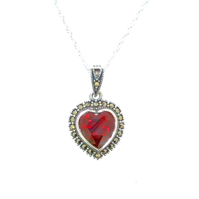 Anhänger Rotes Herz Aus Silber Mit Markasit Anhänger Rotes Herz Aus Silber Mit Markasit von TheHirstCollection