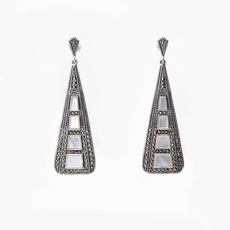 Art Deco Ohrringe Silber-Markasit Perlmutt Art Deco Ohrringe Silber-Markasit Perlmutt von TheHirstCollection