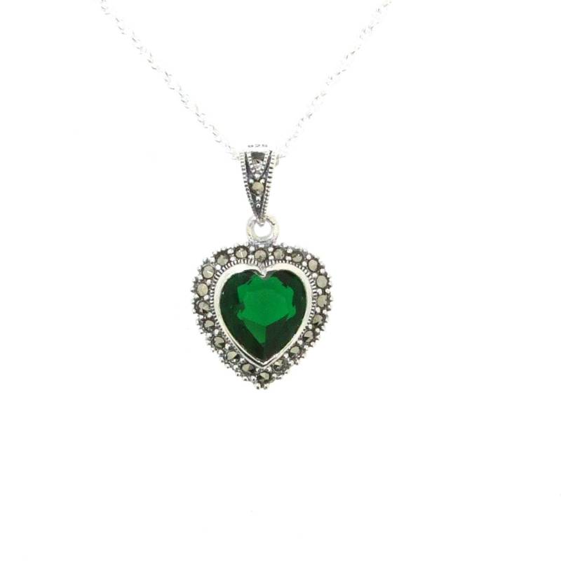 Herz Anhänger Smaragd Grün Aus Silber Markasit Mit von TheHirstCollection