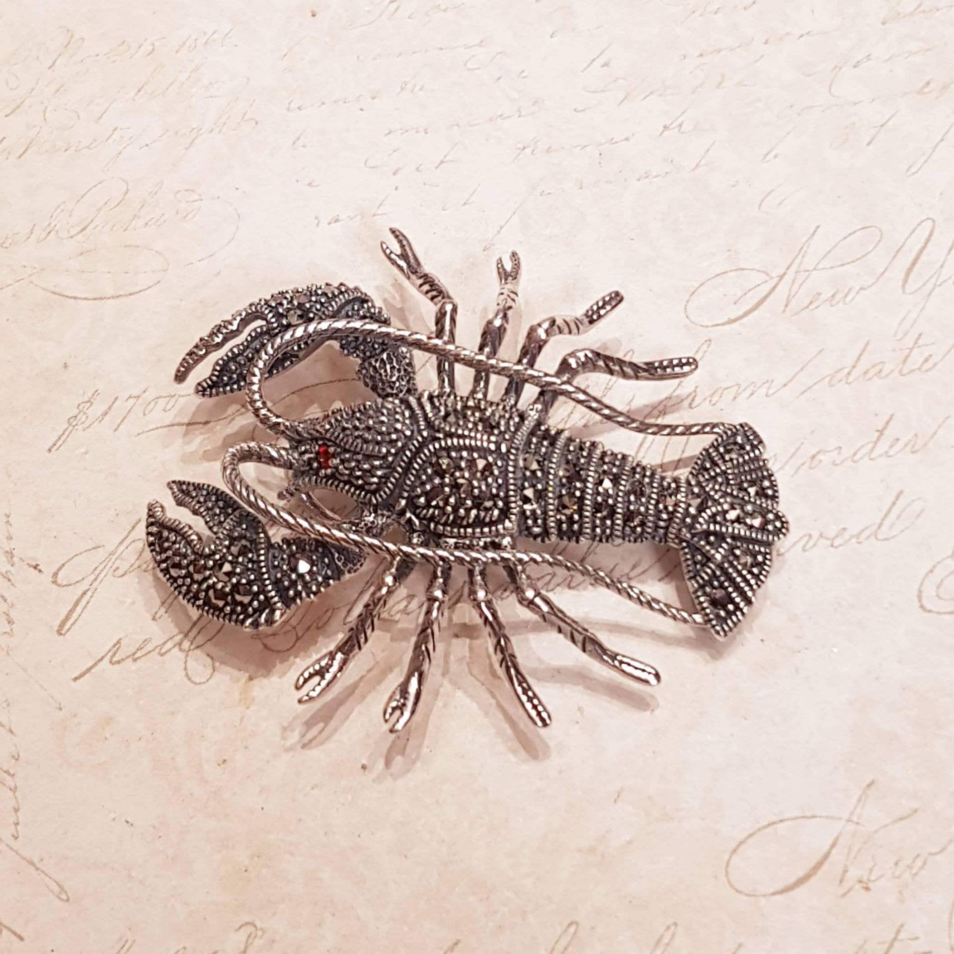 Hummer Brosche Anhänger Silber Markasit Hummer Brosche Anhänger Silber Markasit von TheHirstCollection