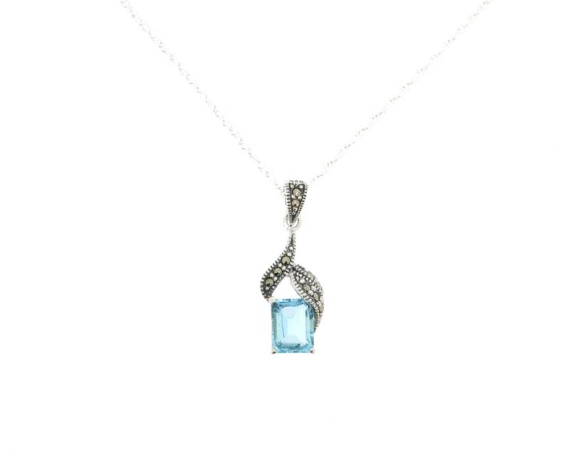 Silber Markasit Art Deco Anhänger Halskette Blauer Topas Kristall Vintage Hochzeit Braut Brautjungfer Silber Markasit Art Deco Anhänger Halskette Blauer Topas Kristall Vintage Hochzeit Braut Brautjungfer von TheHirstCollection