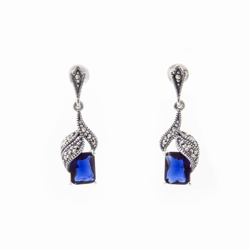 Silber Markasit Saphir Ohrringe Blau Kristall Braut Silber Markasit Saphir Ohrringe Blau Kristall Braut von TheHirstCollection