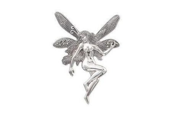 Silberne Markasit Jugendstil Fee Brosche Anhänger Halskette Silberne Markasit Jugendstil Fee Brosche Anhänger Halskette von TheHirstCollection