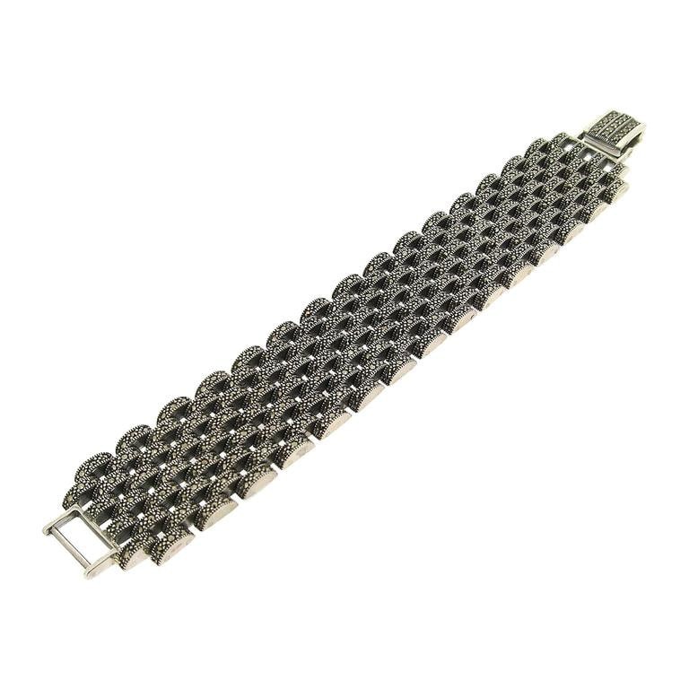Silbernes Markasit-Armband Im Art-Deco-stil Silbernes Markasit-Armband Im Art-Deco-stil von TheHirstCollection