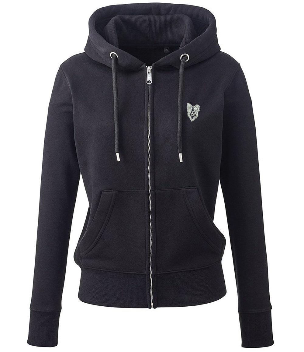 Border Collie Schäferhund Kleidung Geschenke Bestickt Damen Bio Full Zip Hoodie Aus Dem Haus Des Hundes von TheHouseOfDogShop