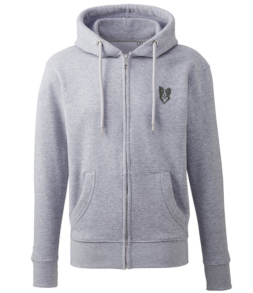 Border Collie Sheepdog Hoody Clothing Geschenke Bestickt Unisex Organic Full Zip Hoodie von TheHouseOfDogShop