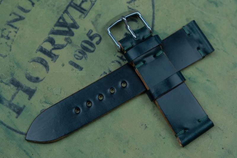 Horween Shell Cordovan Dunkel Grün Ungefüttert Seite Stich Leder Armband Horween Shell Cordovan Dunkel Grün Ungefüttert Seite Stich Leder Armband von TheHouseOfStraps