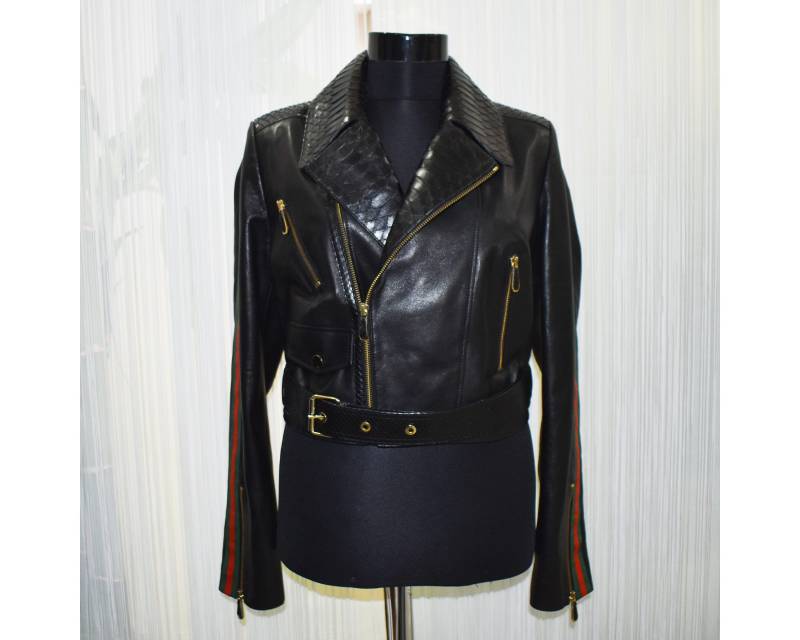 Echte Python Hautbesatz Echt Leder Luxus Motorrad Biker Jacke von TheISSLA