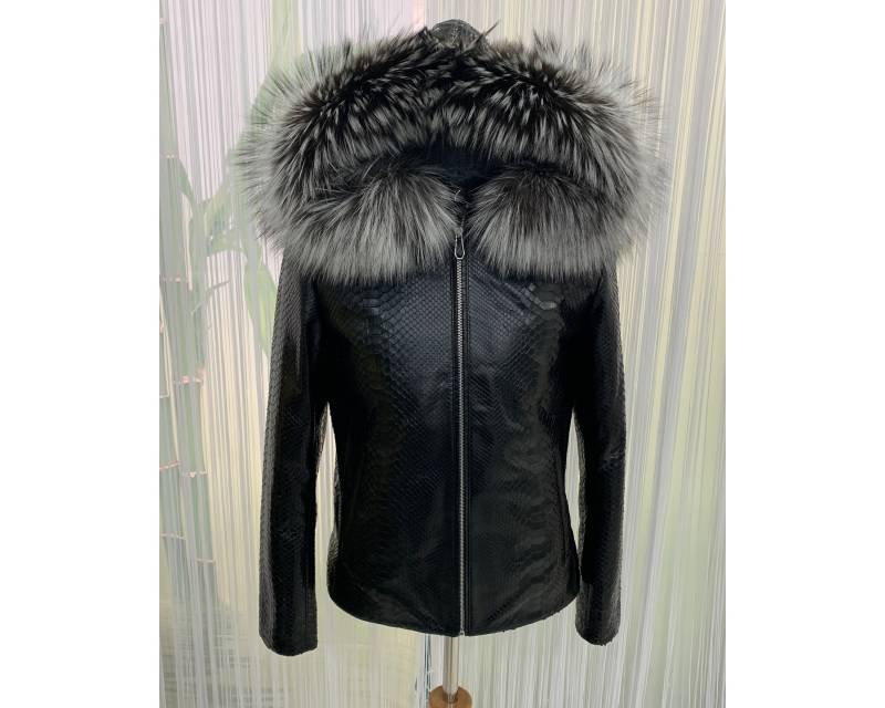 Echtes Python Leder Abnehmbare Echt Fuchs Fell Kapuze Handgemachte Jacke Für Männer von TheISSLA