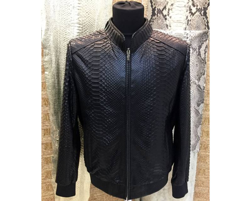 Echtes Python Leder Herren Exotisch Schlangenhaut Schwarze Luxusjacke von TheISSLA
