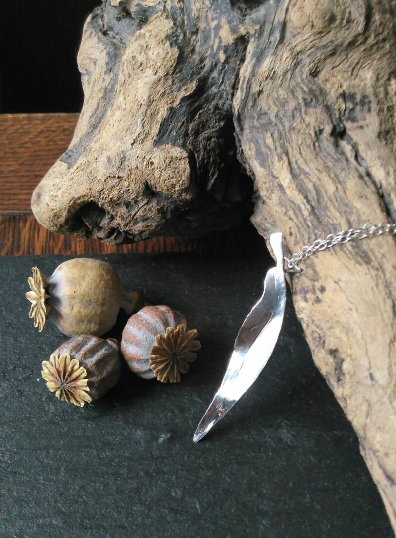 Silber Weidenblatt Halskette Silber Weidenblatt Halskette von TheIndigoForge