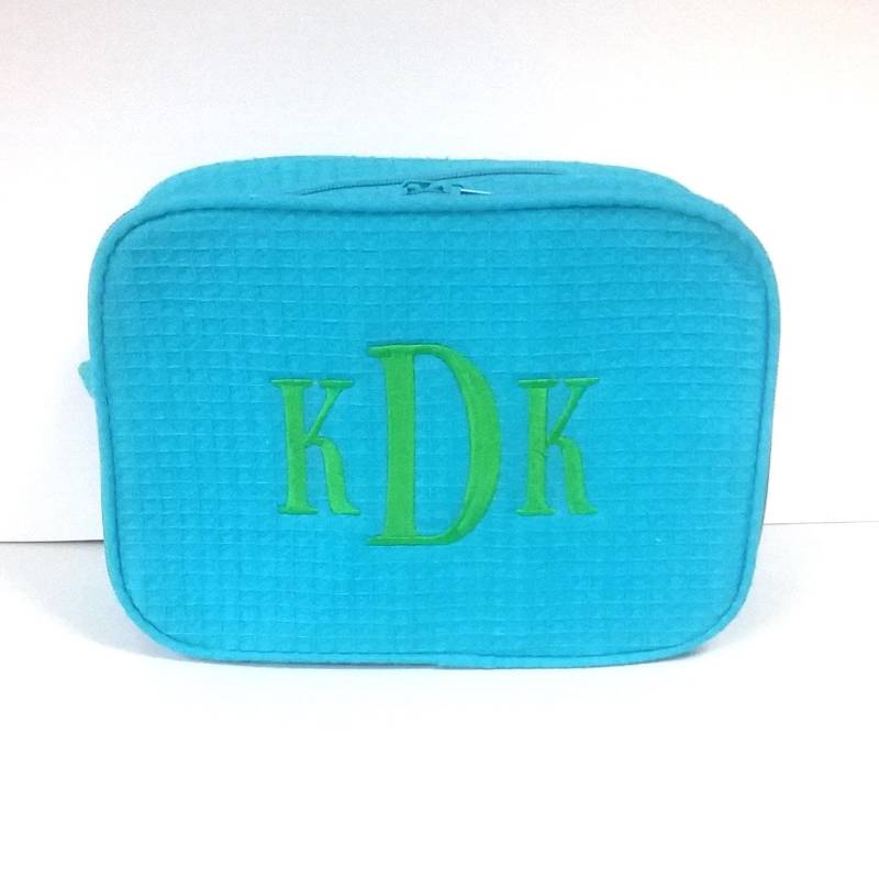 Große Kosmetiktasche Mit Tasche Und Monogramm/Monogrammed Schminktasche Waffel Webtasche Brautjungfer Geschenk Zur Brautparty von TheInitialDesignSTL