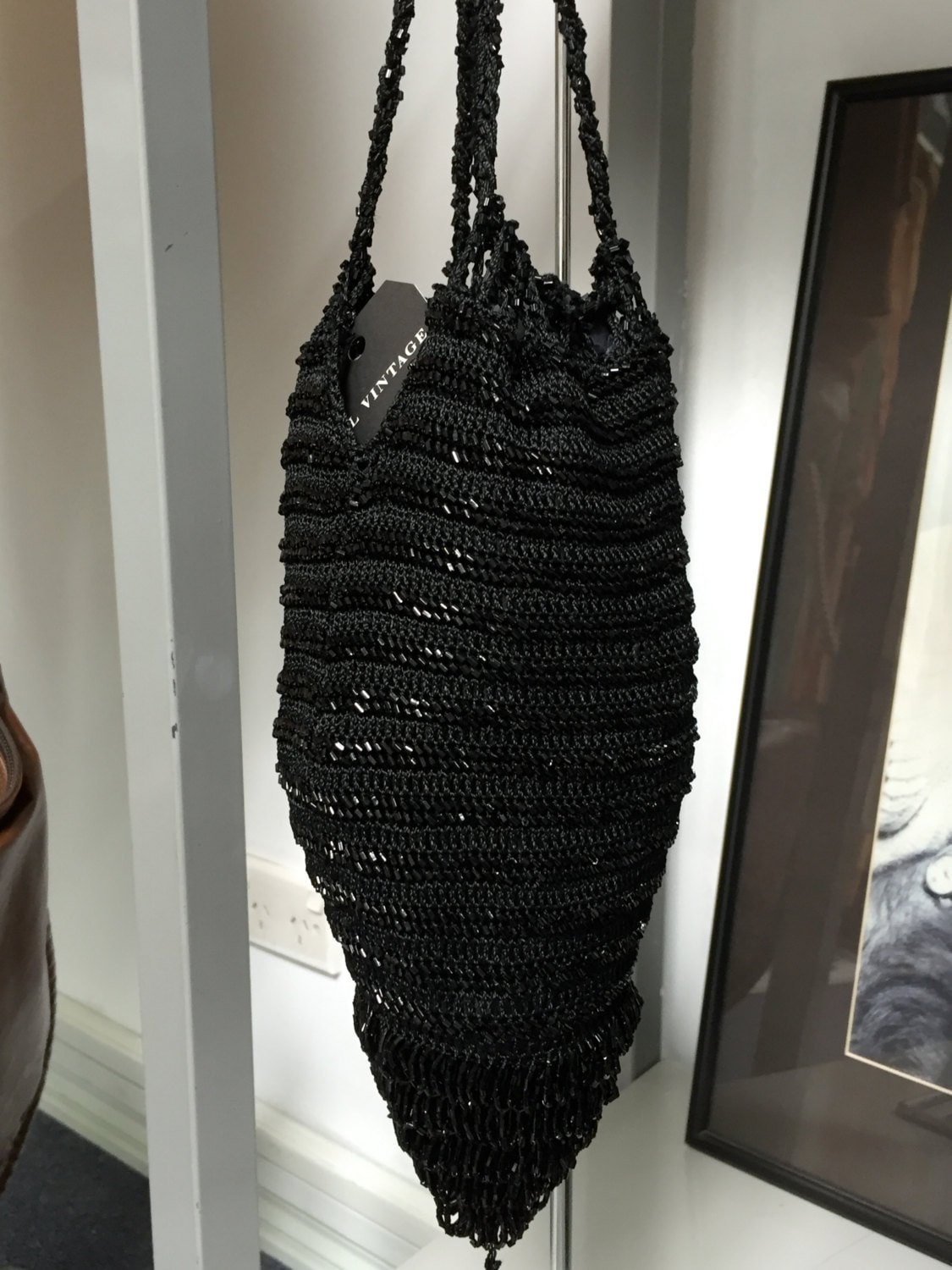 Vintage Abendtasche - Schwarze Jett Perlen. Mit Quaste Vintage Abendtasche - Schwarze Jett Perlen. Mit Quaste von TheInternationals