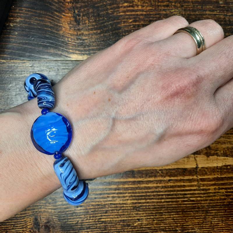 Armband Aus Muranoglas, Blaue Perlen Mit Aventurin, Lampwork-Perlen Muranoglas von TheItalianAttic